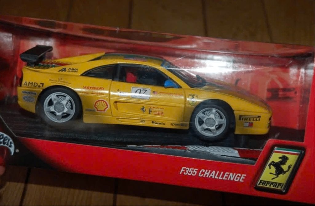 1:18 FERRARI F355 CHALLENGE after race Hotwheels in box WRH, Verzenden, Zo goed als nieuw, Auto, Hot Wheels