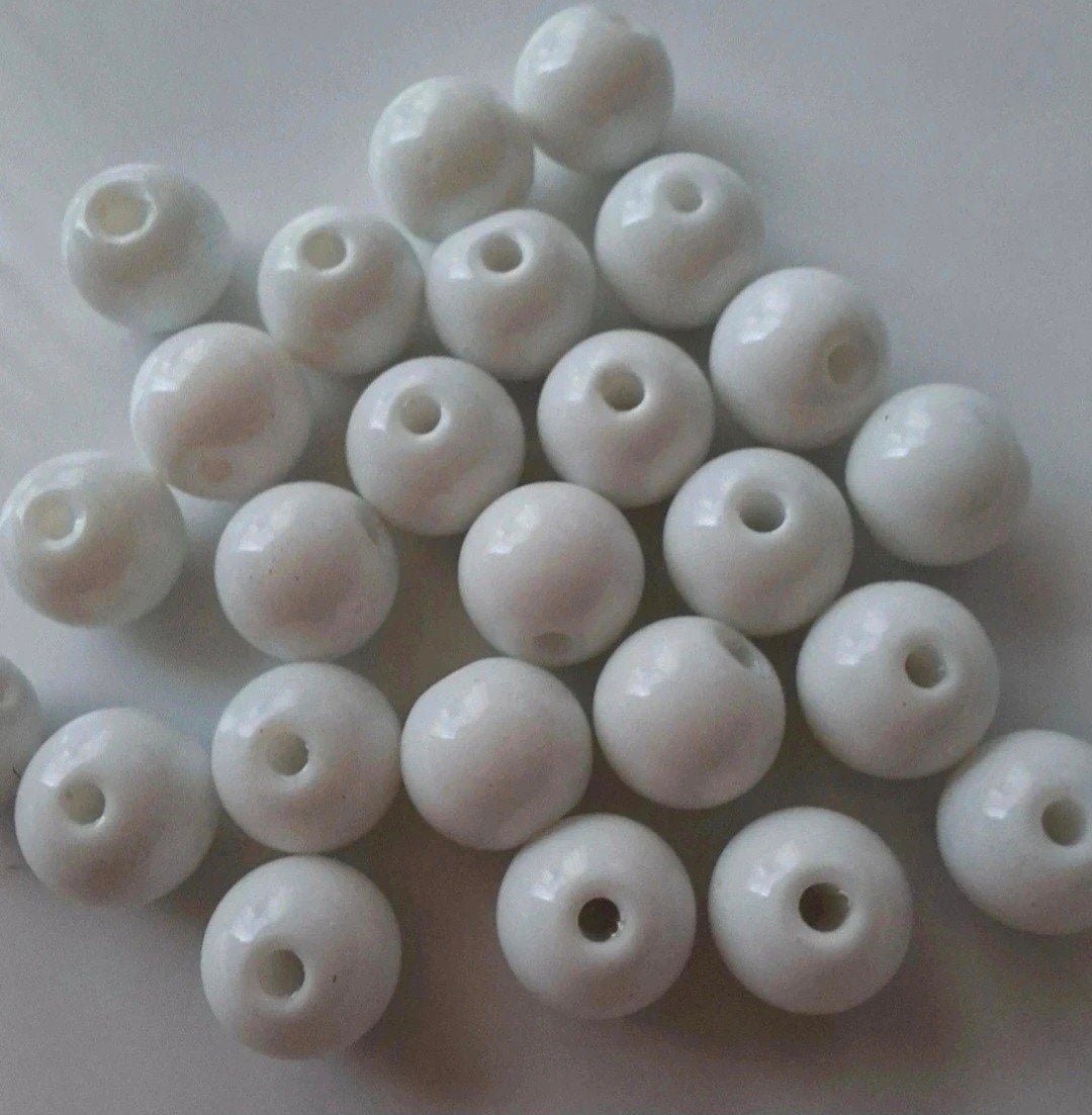25 stuks 8 mm glaskralen wit kralen, Hobby en Vrije tijd, Kralen en Sieraden maken, Kraal, -, -, Nieuw