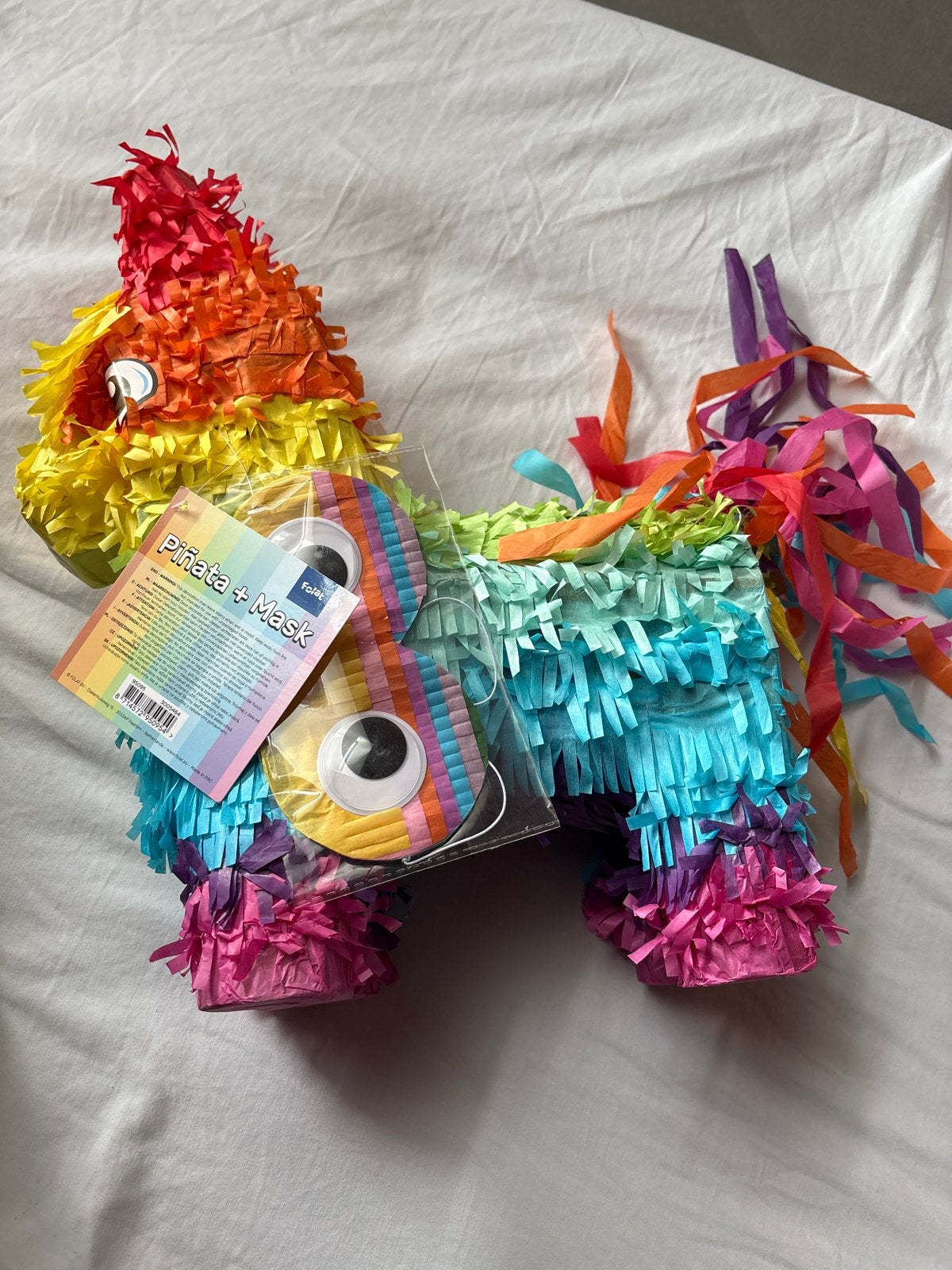 Nieuwe Regenboog Eenhoorn Piñata met Masker, Hobby en Vrije tijd, Feestartikelen, Ophalen, Nieuw, Feestartikel, Verjaardag