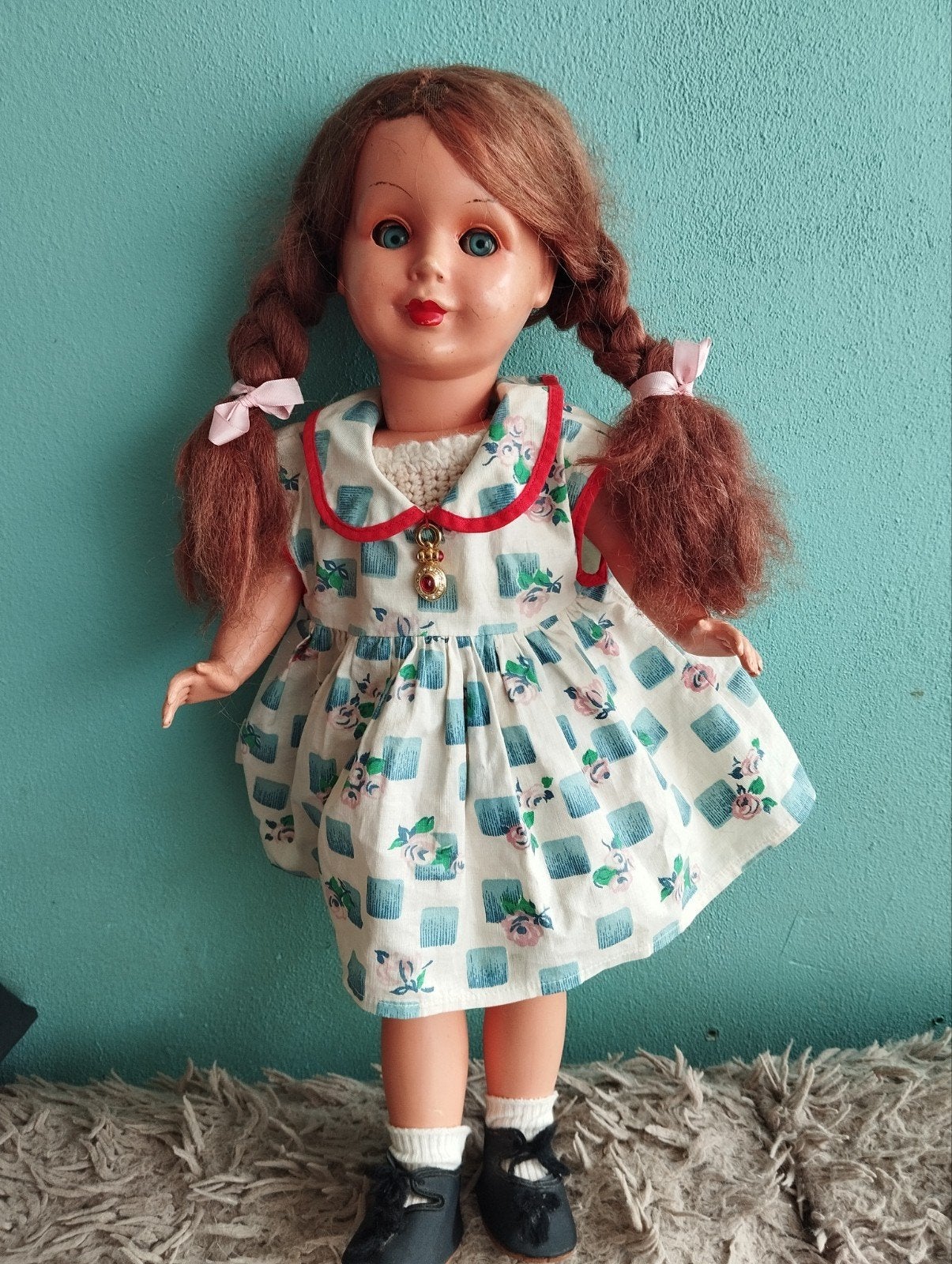 Vintage S&E Pop (1938-1950) met blauwe slaapogen, Ophalen of Verzenden, Gebruikt, Pop
