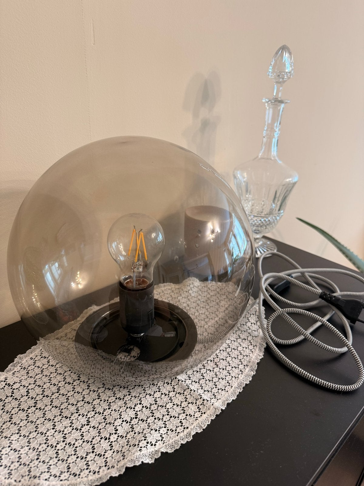 IKEA Fado Tafellamp - Grijs Glas met E27 Fitting, Ophalen, E27 (groot), Grijs, IKEA