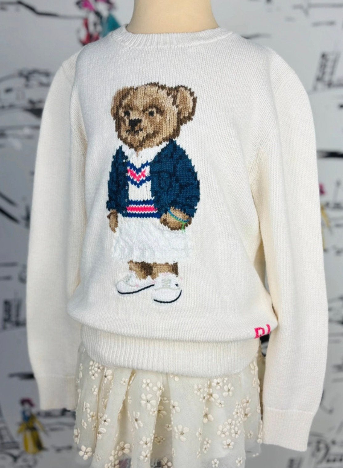 Ralph Lauren meisjes trui met beertje maat 8-10, Meisje, Trui of Vest, Ophalen of Verzenden, Zo goed als nieuw