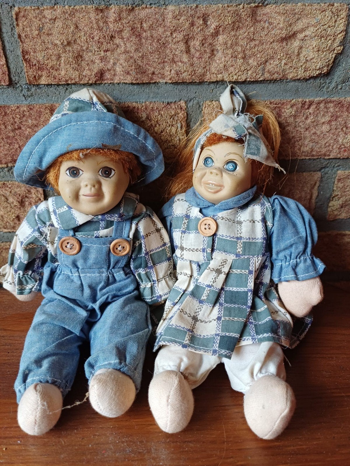Vintage Stoffen Poppen Set - Jongen en Meisje, Verzamelen, Poppen, Ophalen of Verzenden, Gebruikt, Pop