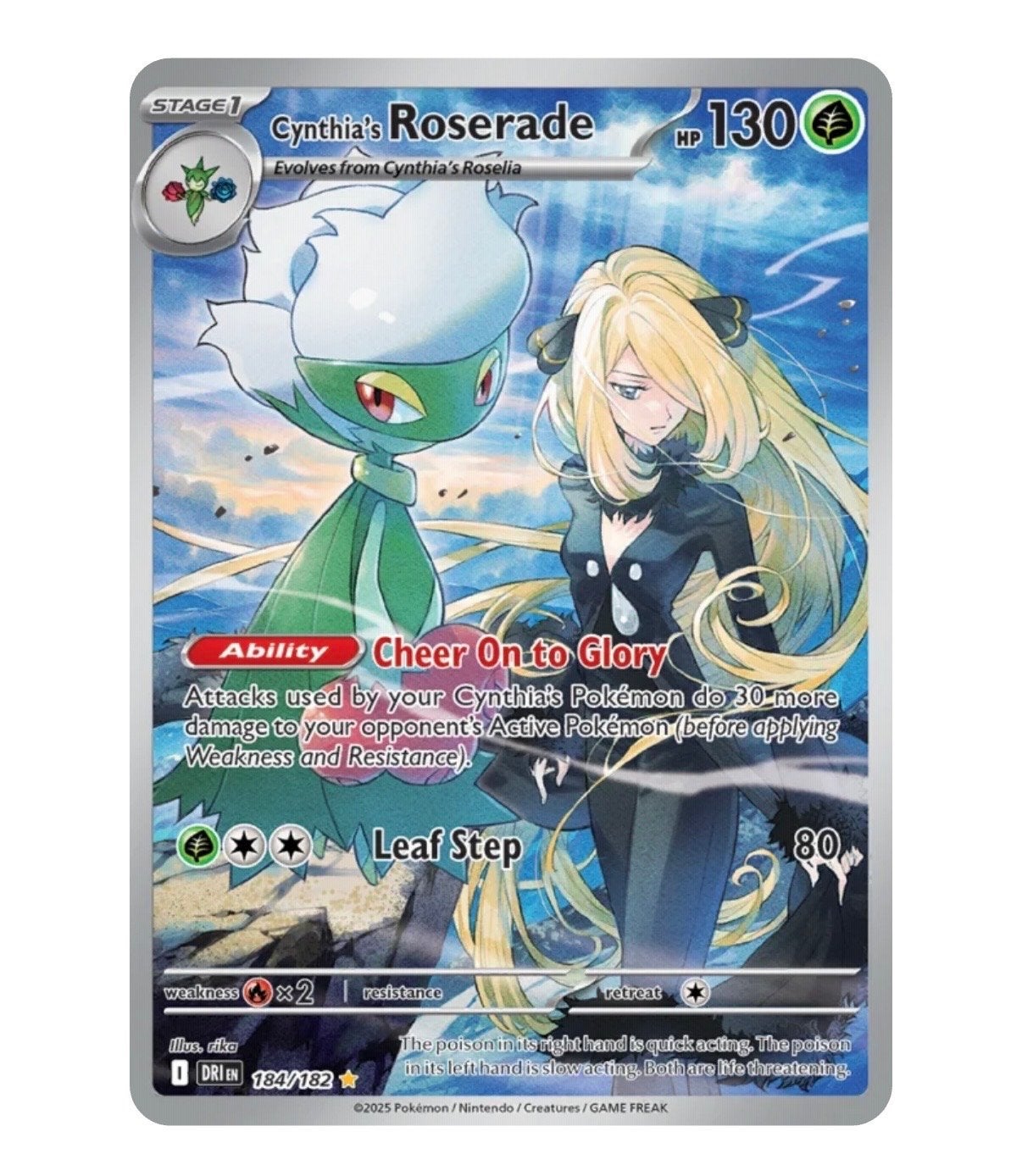 Cynthia's Roserade 184/182 - Pokémon Kaart, Ophalen of Verzenden, Zo goed als nieuw, Losse kaart