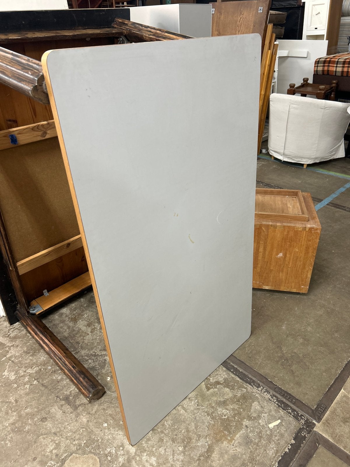 Tafelblad 140 x 80 cm - Grijs met houtlook rand, Ophalen, Gebruikt, 100 tot 150 cm, 50 tot 100 cm