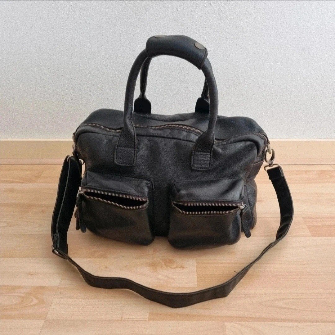 Cowboysbag the bag zwart leren schoudertas, Ophalen of Verzenden, Zwart