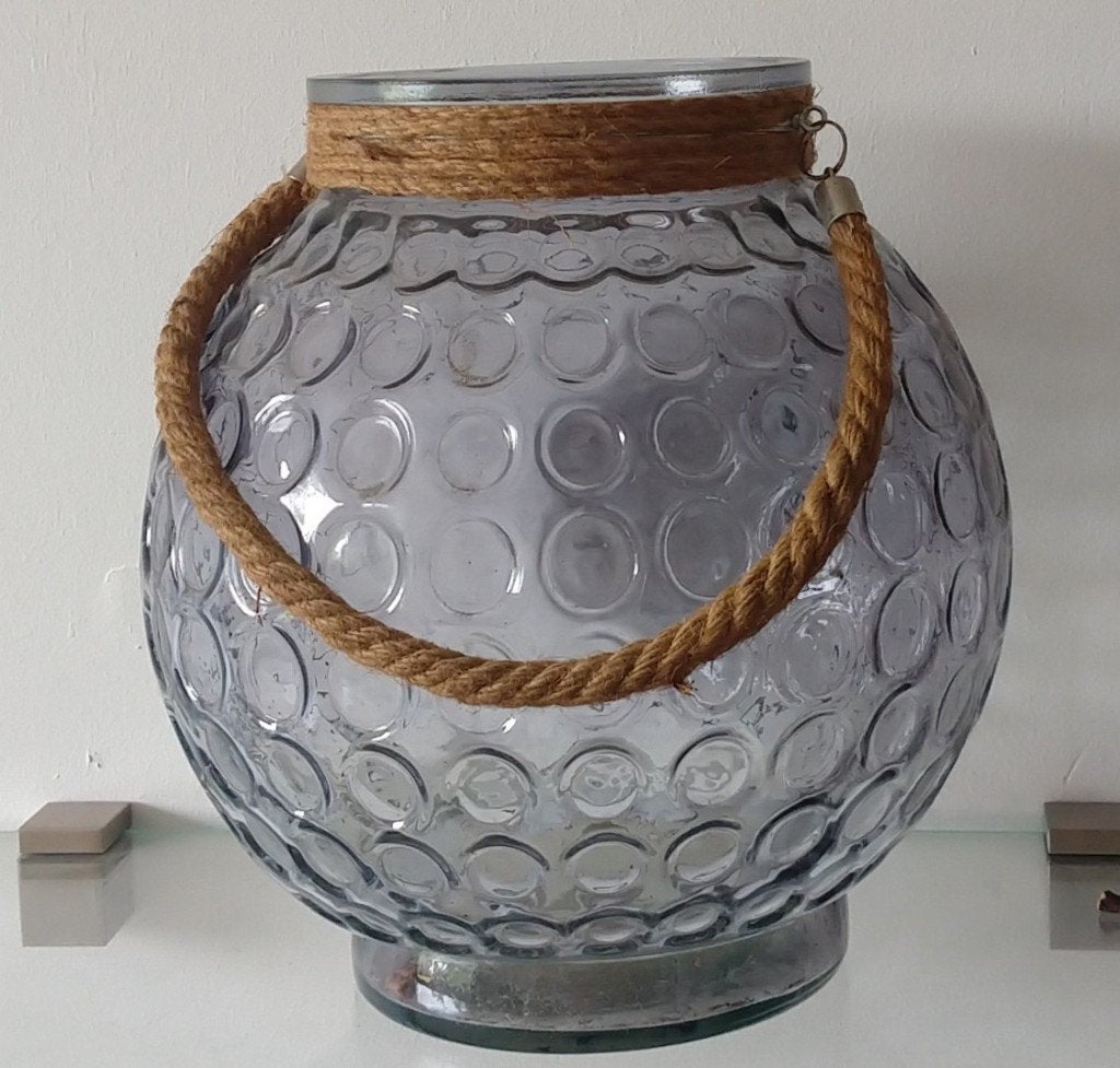 windlicht gulsparv  Yisk,  dik glas met touw, volgnr 16, Huis en Inrichting, Overige materialen, Overige kleuren, 25 tot 50 cm