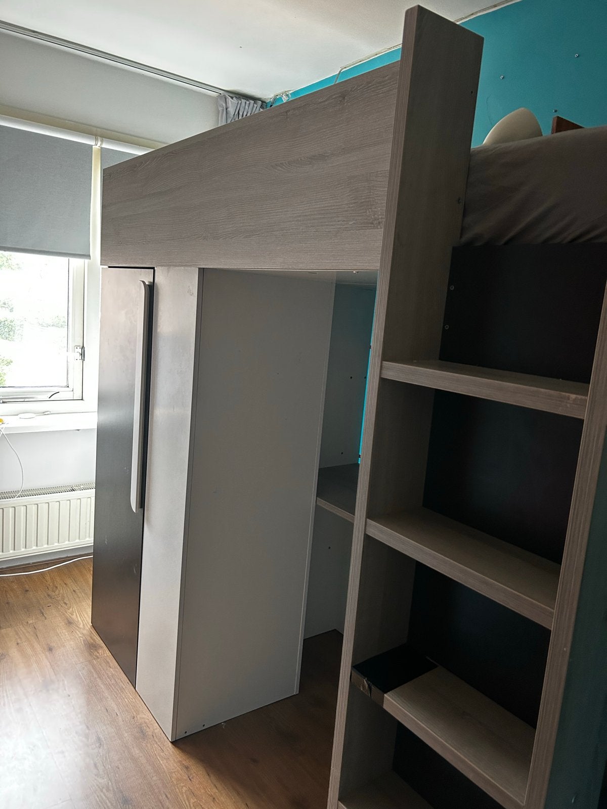 Hoogslaper met bureau en kast - Ruimtebesparend!, Ophalen, Gebruikt, Eenpersoons, 200 cm