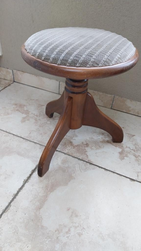 Vintage pianokruk kruk, Ophalen, In hoogte verstelbaar, Gebruikt, Hout