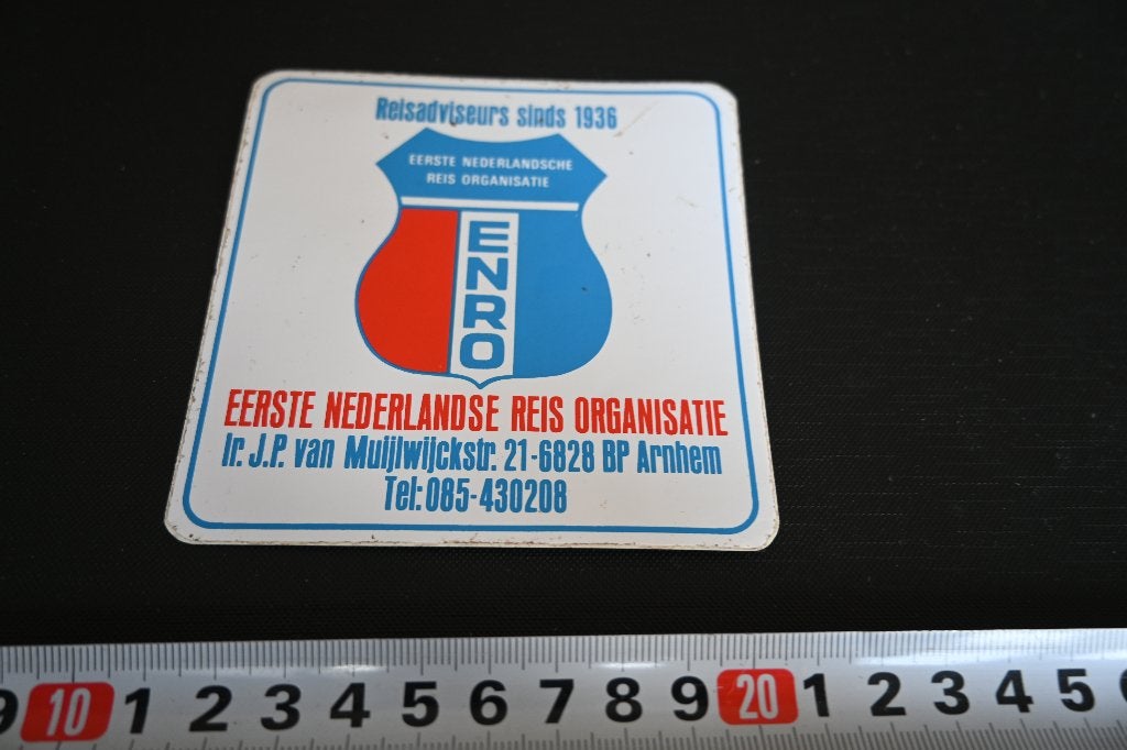 sticker Arnhem Eerste Nederlandse Reis Organisatie ENRO 1936, Verzamelen, Ophalen, Zo goed als nieuw