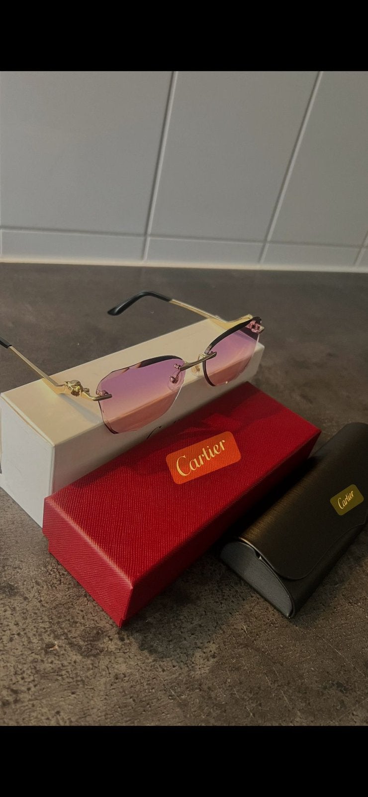 Cartier rimless zonnebril(met originele bon), Verzenden, Zo goed als nieuw, Overige merken