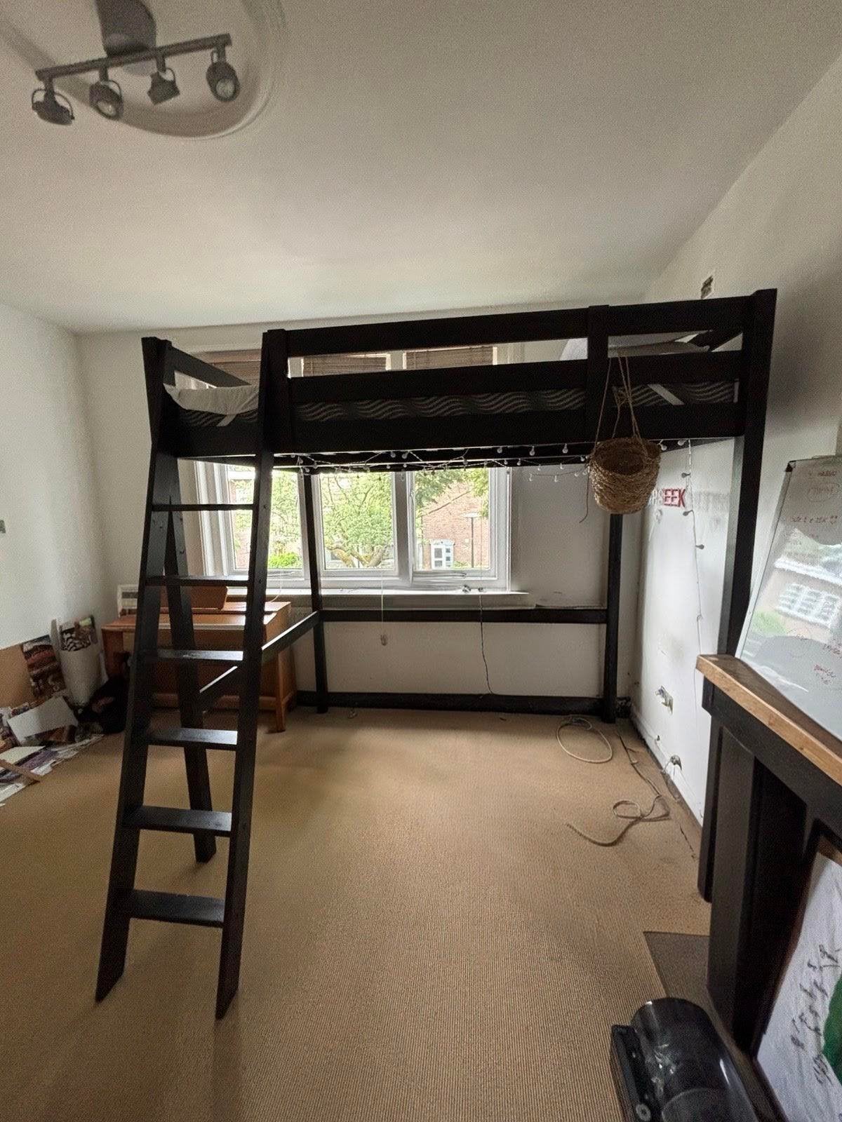 IKEA STORÅ hoogslaper, zwart, inclusief matras, Ophalen, Eenpersoons, Zwart, 140 cm