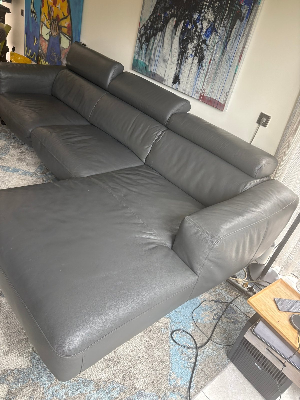 Grote leren hoekbank - 310 cm breed, gebruikt maar goed, Huis en Inrichting, Ophalen, Gebruikt, Hoekbank, 300 cm of meer