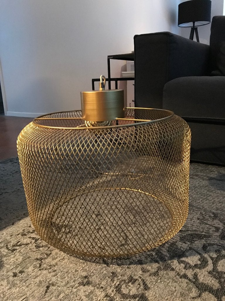 PTMD Mesh ijzeren ronde goudkleurige hanglamp, Ophalen of Verzenden, Zo goed als nieuw, Metaal