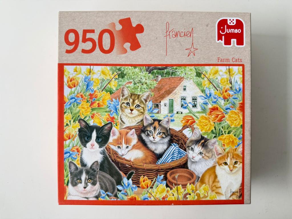 Puzzel Farm Cats 950 stukjes / Francien's Katten / Jumbo, Ophalen of Verzenden, 500 t/m 1500 stukjes, Zo goed als nieuw, Legpuzzel
