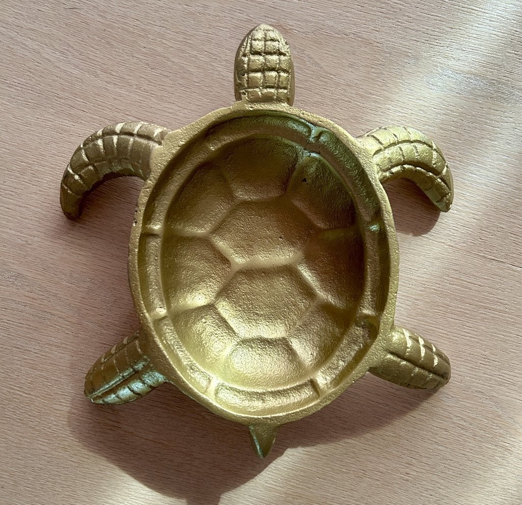 Schaal / schaaltje schildpad goudkleurig, zwaar model, Overige materialen, Schaal, Ophalen of Verzenden, Zo goed als nieuw