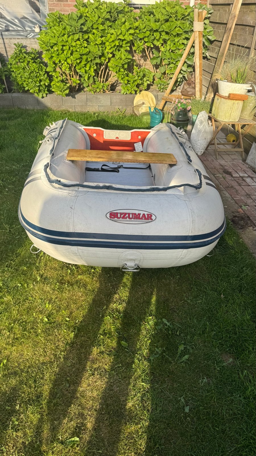 Suzemar 290 Rubberboot met 4 pk Mariner 2-takt motor, Watersport en Boten, Rubberboten, Ophalen, Suzumar, Hout, Gebruikt