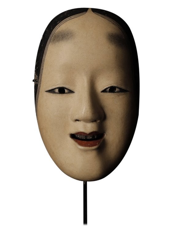 Japanse Noh-masker van Ko-omote - jonge vrouw, Hout, Masker, Ophalen of Verzenden, Japan