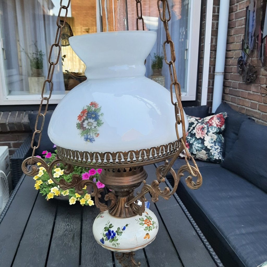 Vintage hanglamp met bloemmotief, Ophalen