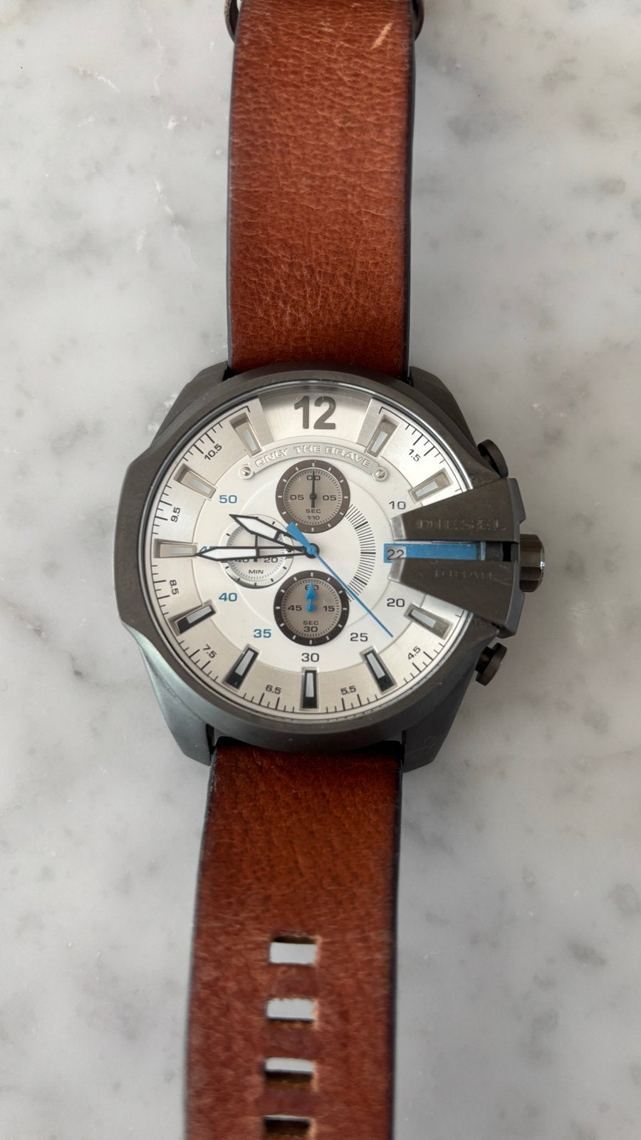 Diesel Herenhorloge met Bruine Leren Band, Overige merken, Leer, Staal, Polshorloge