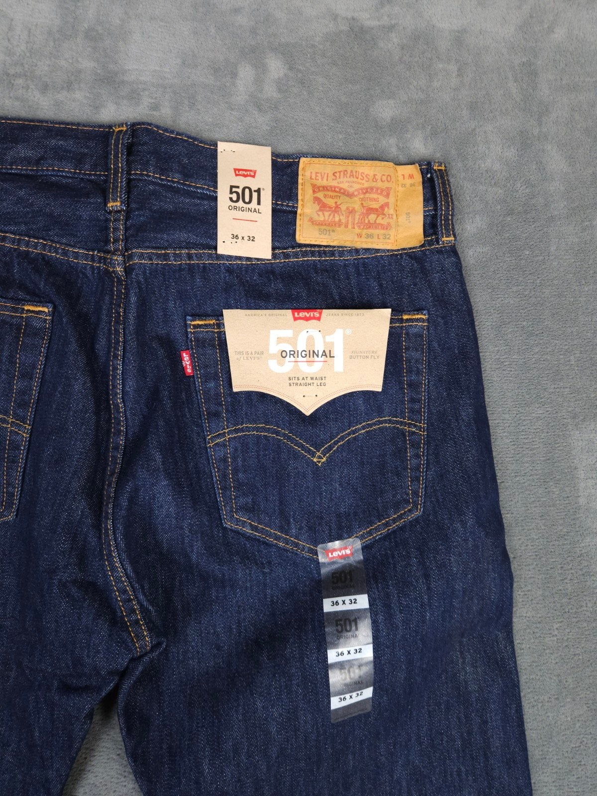 Levis 501 Broek W36 L32 Straight Fit Donkerblauw Jeans., W36 - W38 (confectie 52/54), ., Nieuw, .