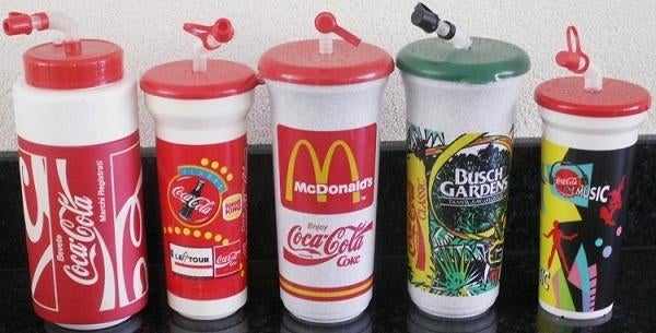 Herbruikbare Coca-Cola drinkbekers met rietje, Ophalen of Verzenden, Nieuw, Gebruiksvoorwerp