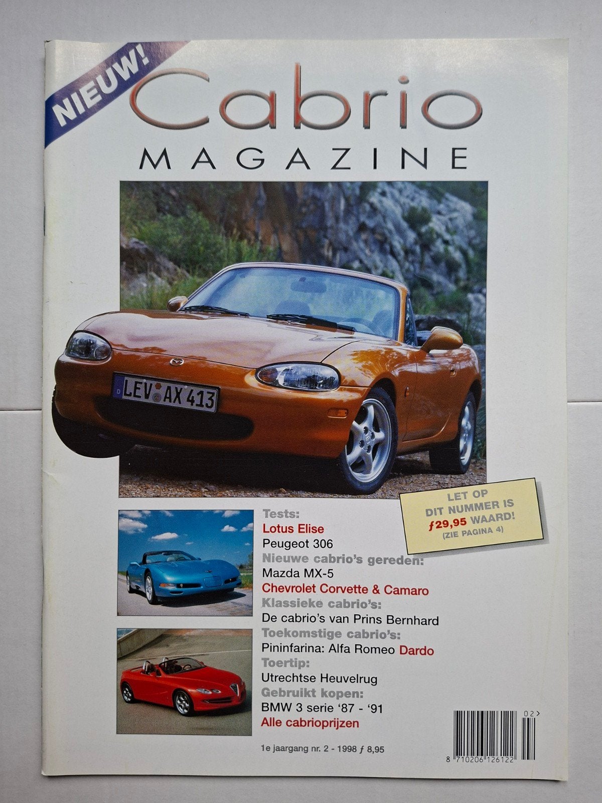 Cabrio Magazine - Nr. 2, 1998 - Mazda MX-5, Corvette, BMW, Ophalen of Verzenden, Gelezen