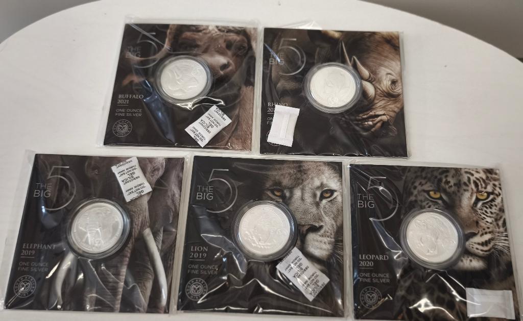 Big Five Silver Set First Edition, Ophalen, Zuid-Afrika, Setje, Zilver