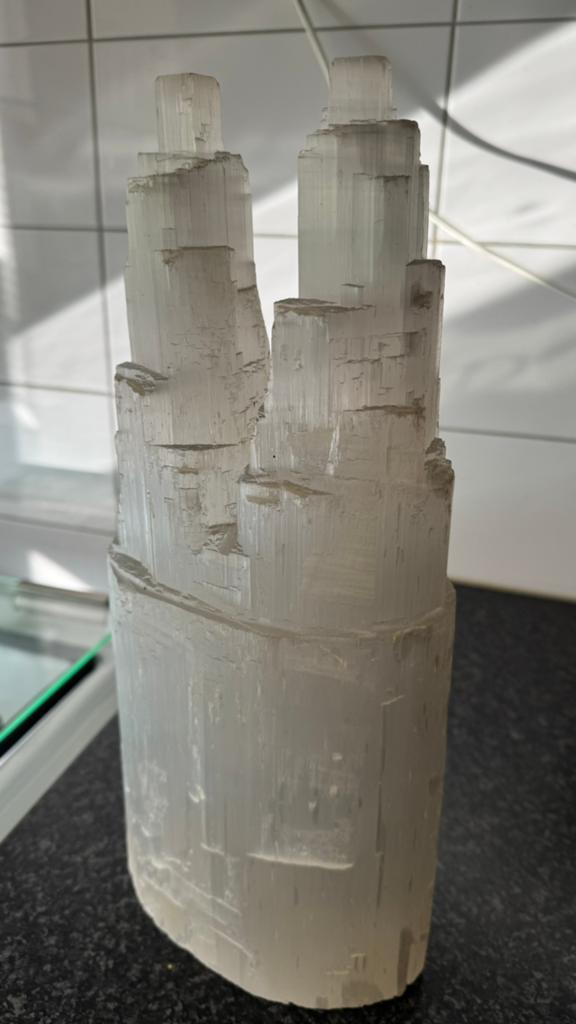 Seleniet dubbele toren 36cm hoog, Ophalen, Mineraal