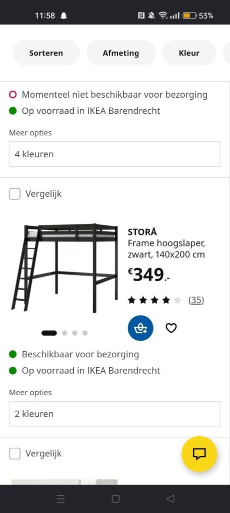 Hoogslaper 140x200, Huis en Inrichting, Slaapkamer | Stapelbedden en Hoogslapers, Ophalen, Gebruikt, Hoogslaper, Tweepersoons