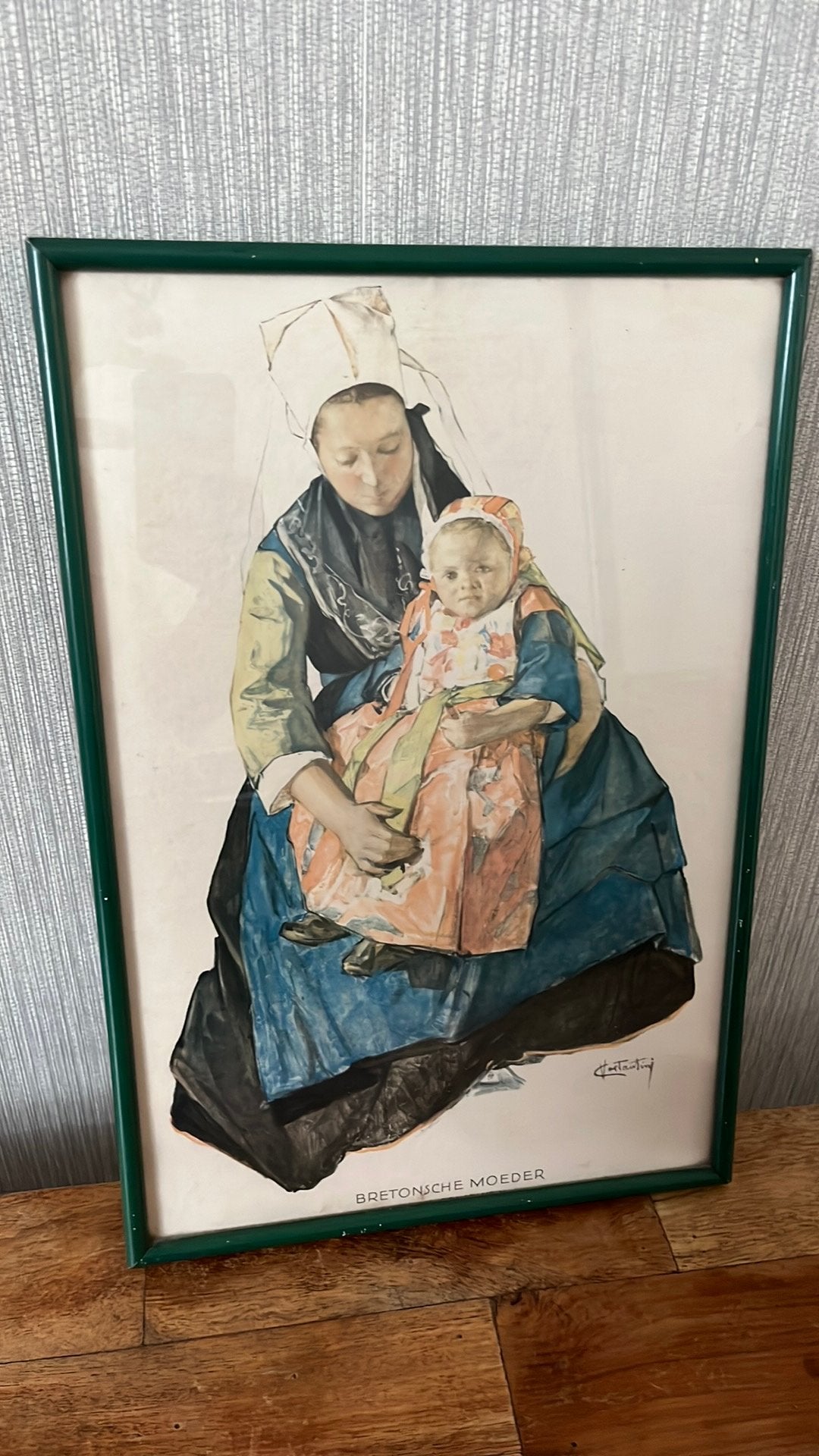 Schilderij met Bretonsche moeder, Antiek en Kunst, Ophalen