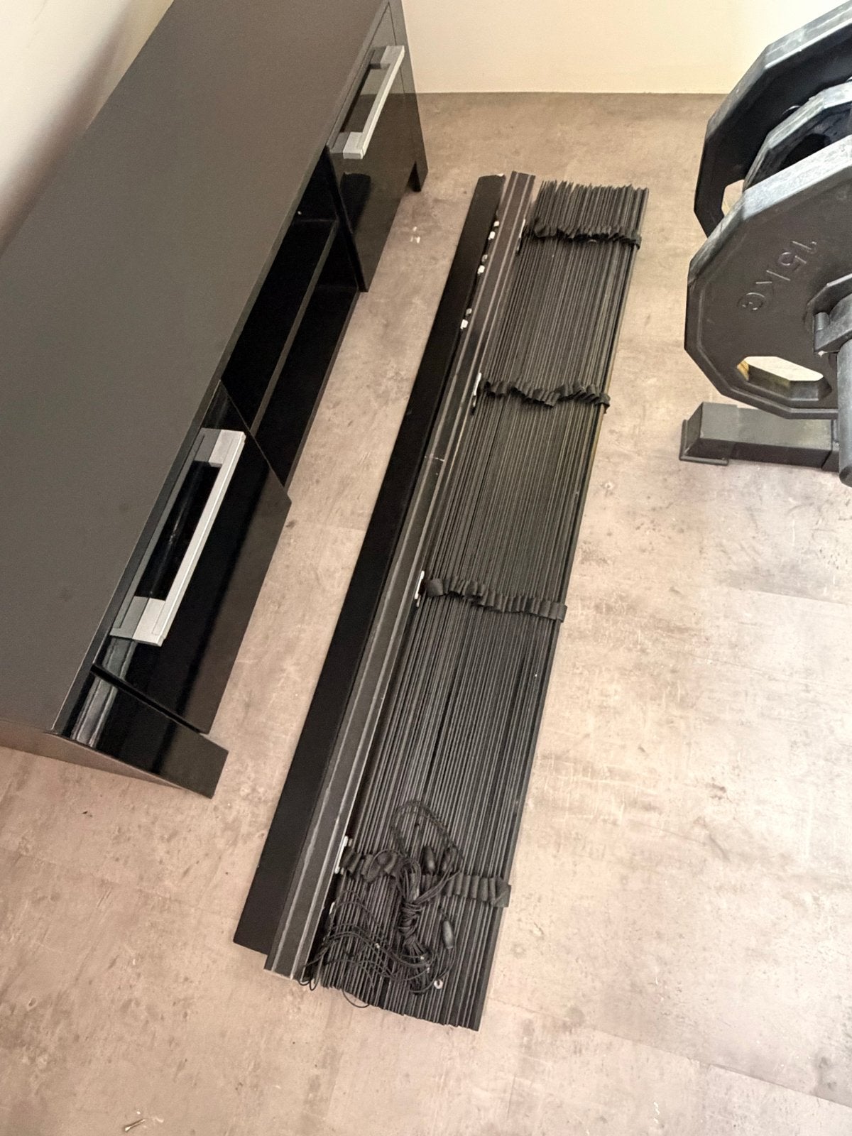 Zwarte echt houten luxaflex 148x164cm, Ophalen, Jaloezie, Gebruikt, Zwart