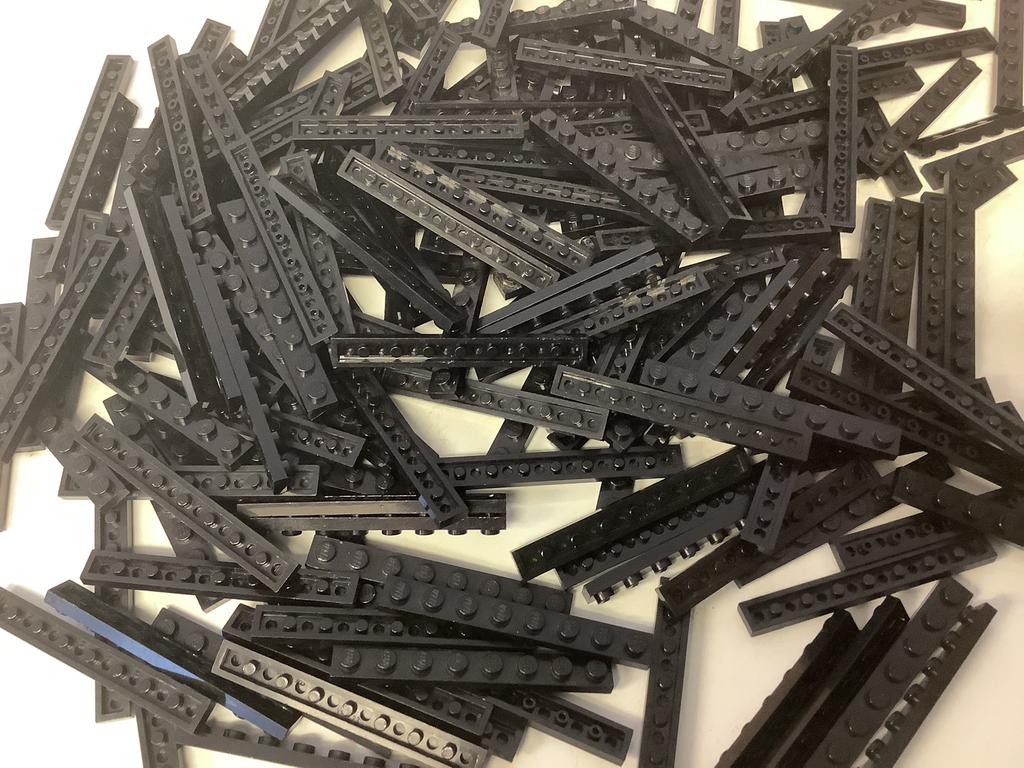 Lego plaat 1x8 zwart, Ophalen of Verzenden, Gebruikt, Losse stenen, Lego