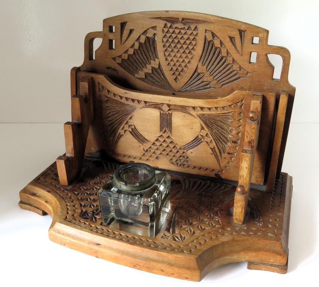 Art deco brieven en pennen standaard met inktpot; origineel;, Verzenden