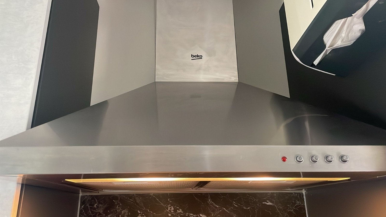 Beko afzuigkap 60cm breed, Ophalen, Gebruikt, Wandschouwkap, Motor