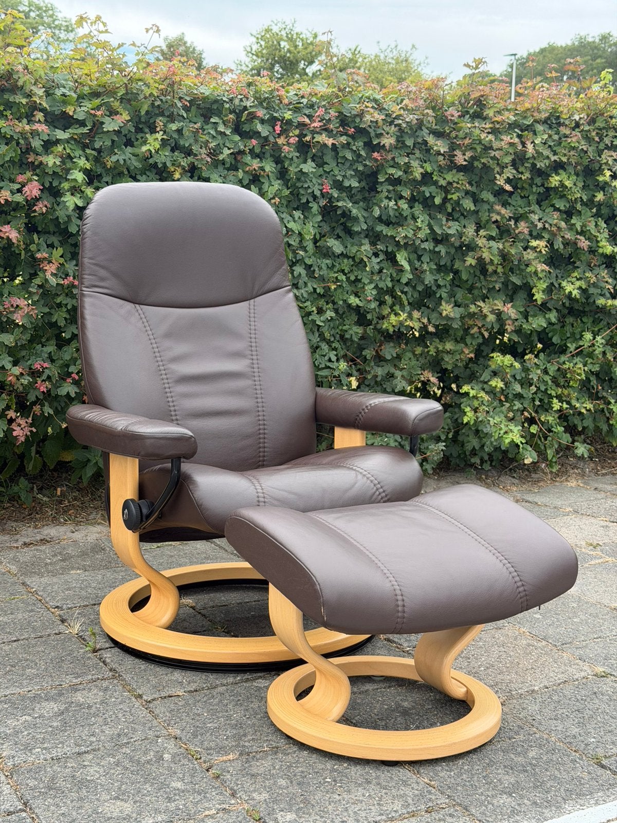 Stressless relax fauteuil met voetenbank, Ophalen, Zo goed als nieuw, Minder dan 75 cm, 50 tot 75 cm