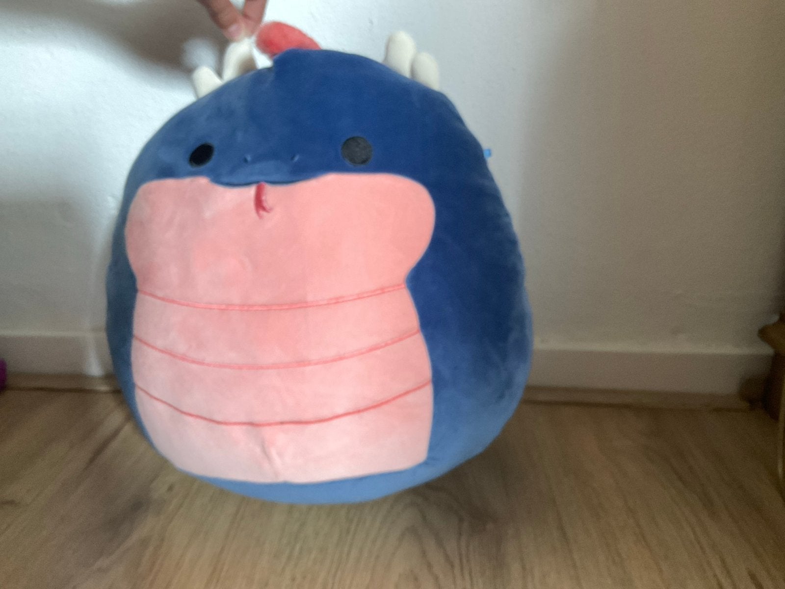 Squishmallow Draak Puffy Blauw Roze Knuffel, Dinosaurus, Blauw, Ophalen of Verzenden, Middelgroot (20 tot 80 cm)