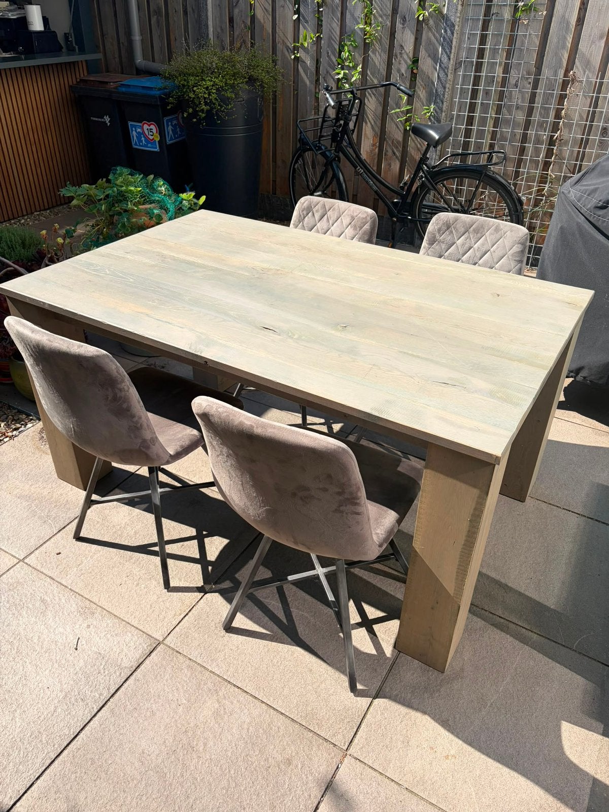 Robuuste Eikenhouten Eettafel, Huis en Inrichting, Tafels | Eettafels, Ophalen, Gebruikt, Eikenhout, 50 tot 100 cm