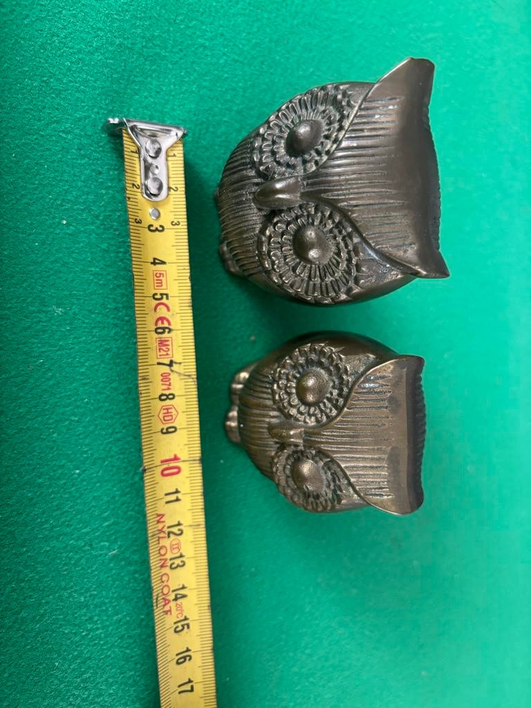 Set van 2 bronzen uilen boekensteunen, Antiek en Kunst, Ophalen of Verzenden, Brons