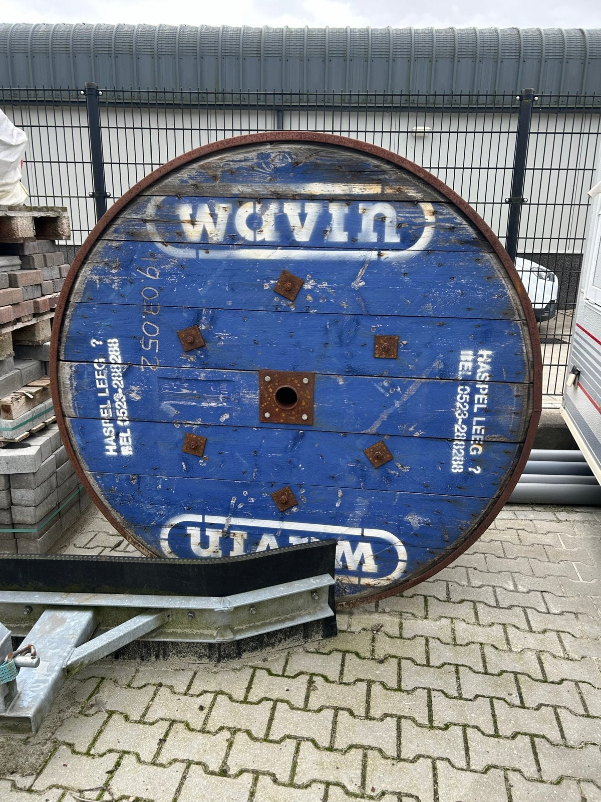 Grote houten kabelhaspel - 180 cm diameter, Ophalen, Gebruikt