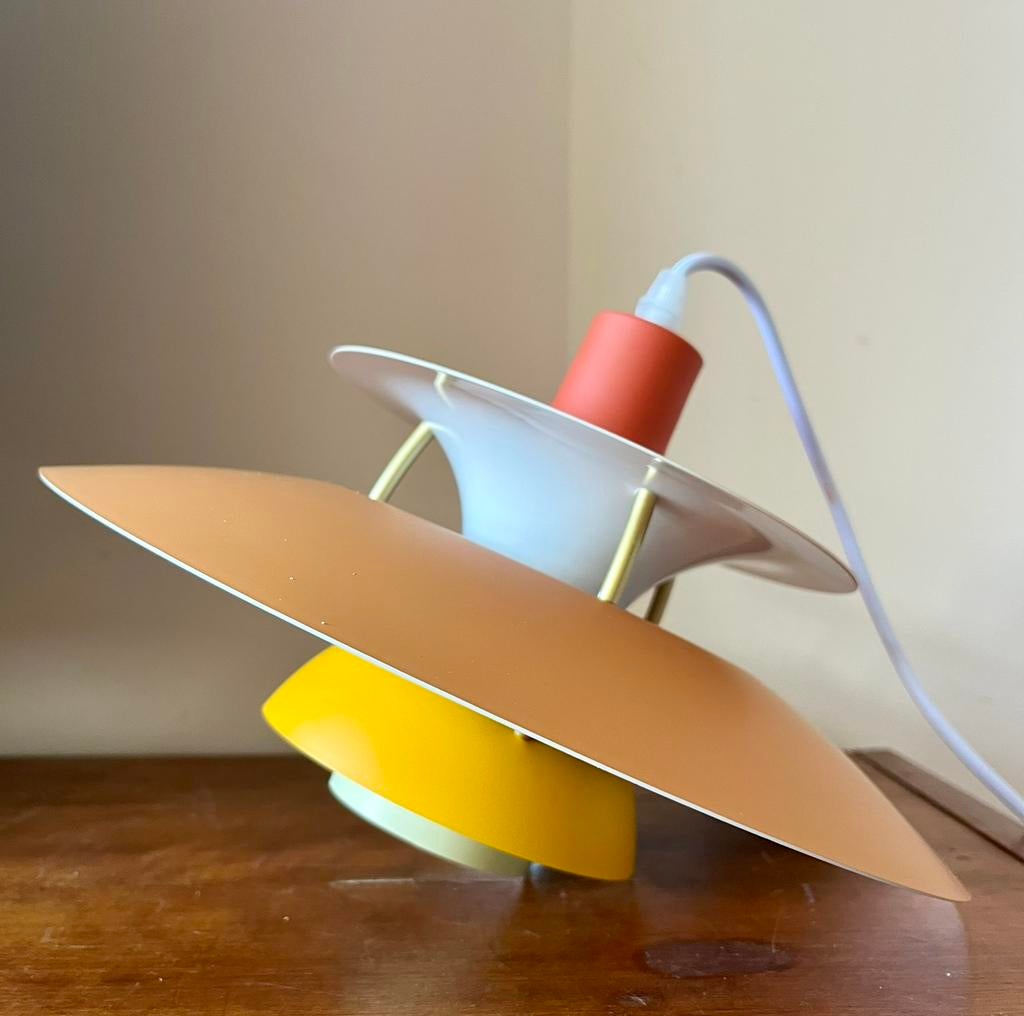 Deens hanglamp – moderne schotel lamp, Ophalen, Zo goed als nieuw, Metaal