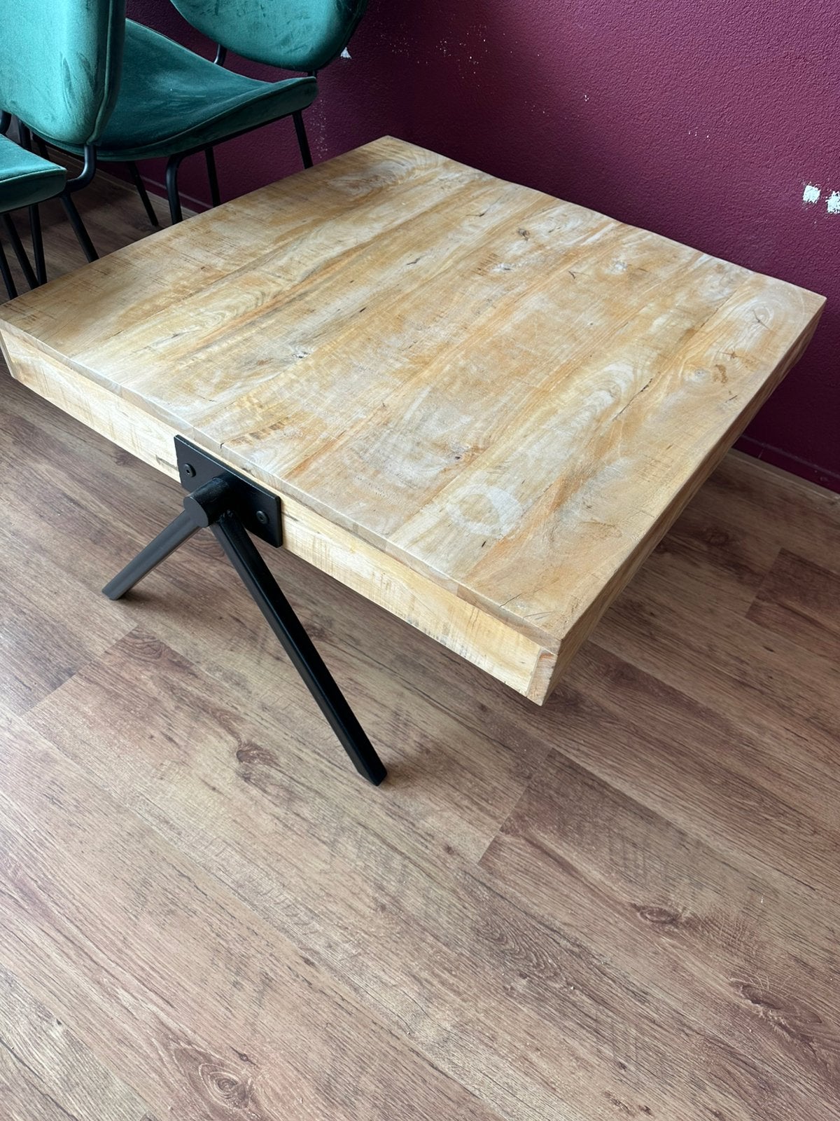 Salontafel mango hout, Ophalen, Gebruikt, 50 tot 100 cm, Vierkant