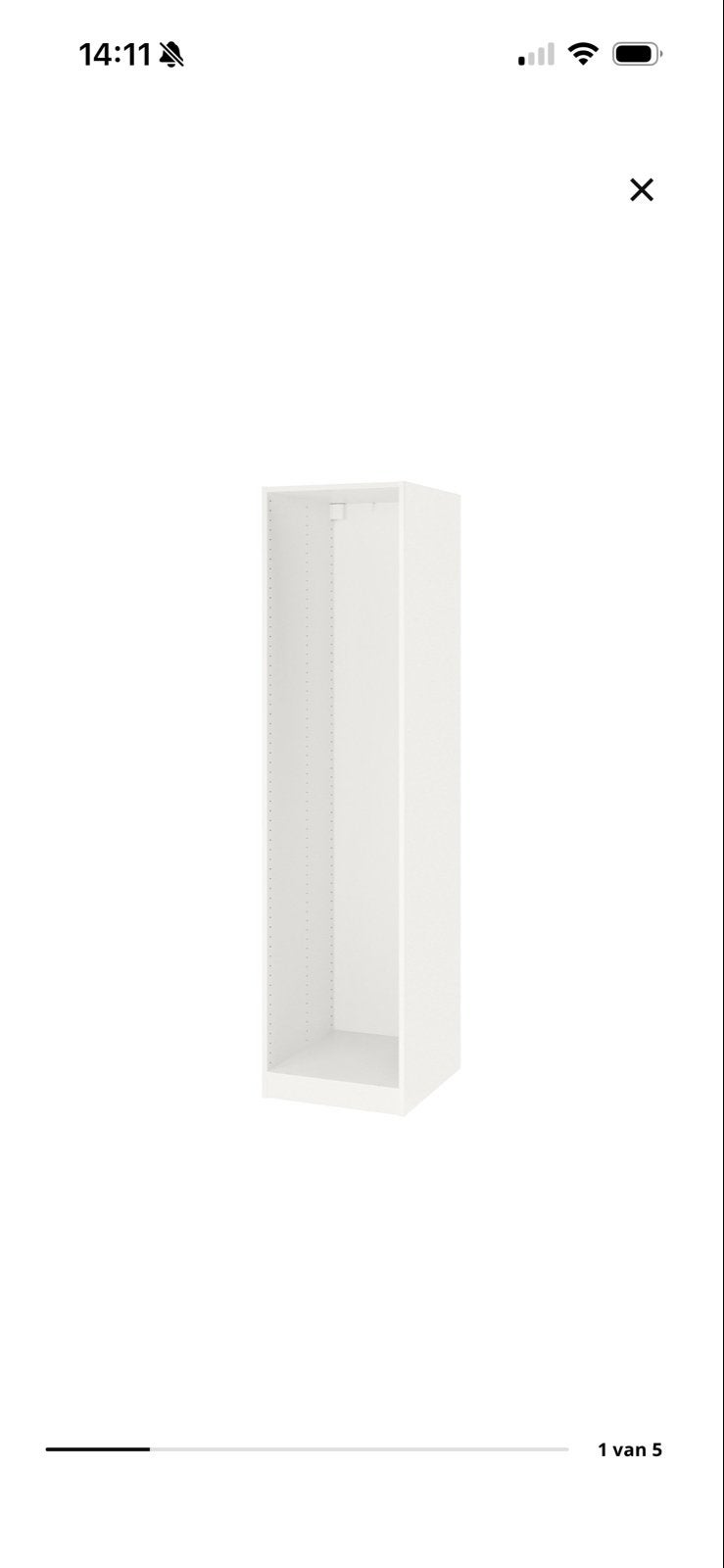 Ikea PAX Basiselement kledingkast, wit, 50x58x201 cm, Ophalen, Overige materialen, 200 cm of meer, 50 tot 100 cm