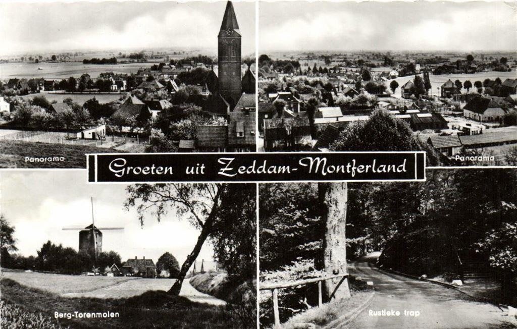 Groeten uit Zeddam-Montferland - 4 afb. o.a. panorama - 1962, Ophalen of Verzenden, 1960 tot 1980, Gelopen, Gelderland