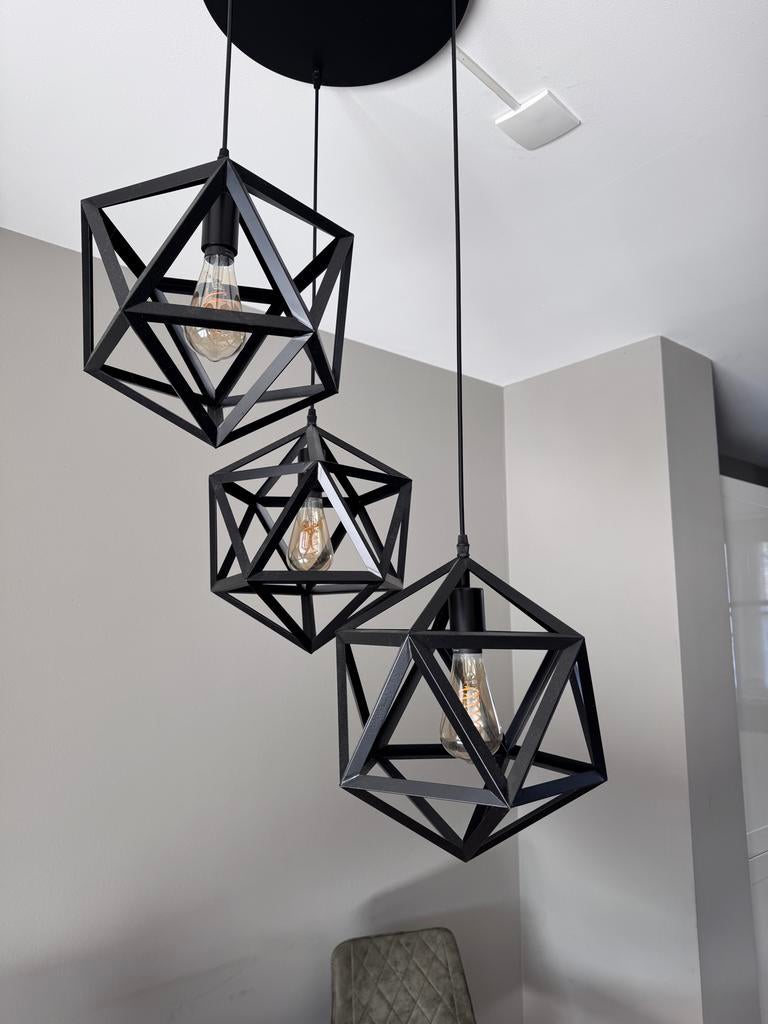 Moderne hanglamp (3-lichts) van de Bommel meubelwinkel, Huis en Inrichting, Lampen | Hanglampen, Ophalen, Zo goed als nieuw, Metaal