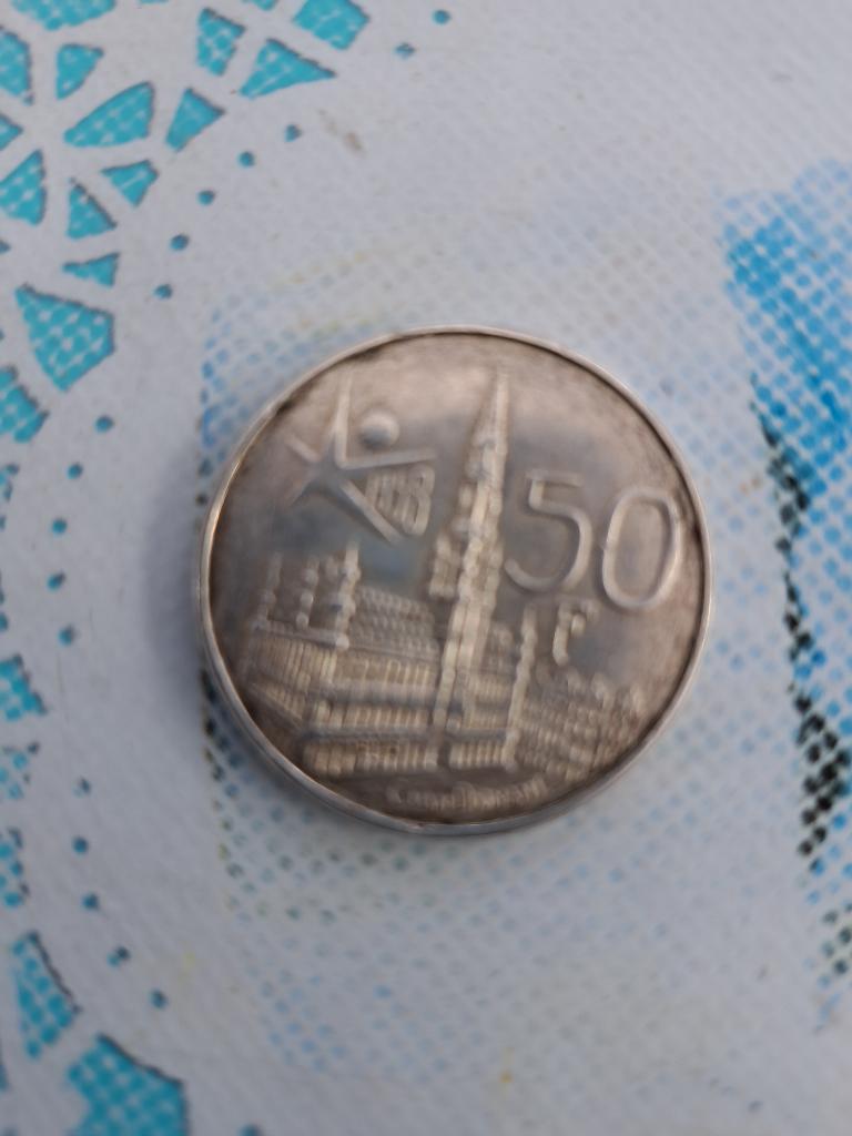 50 franc expo 1958, Ophalen, Zilver, Losse munt, Zilver