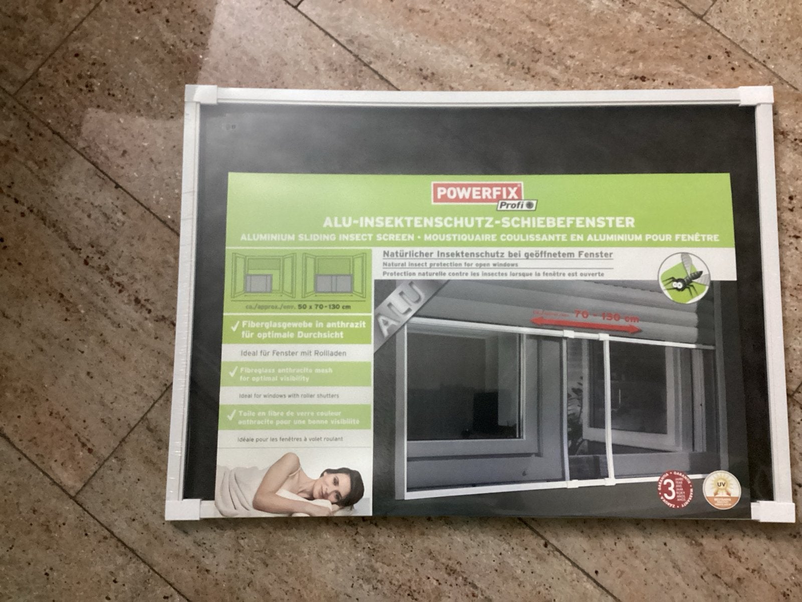 POWERFIX ALU-Insektenschuifvenster 80x70-130 cm, Doe-het-zelf en Verbouw, Glas en Ramen, Ophalen, Nieuw, Gevelraam of Ruit, 80 tot 120 cm