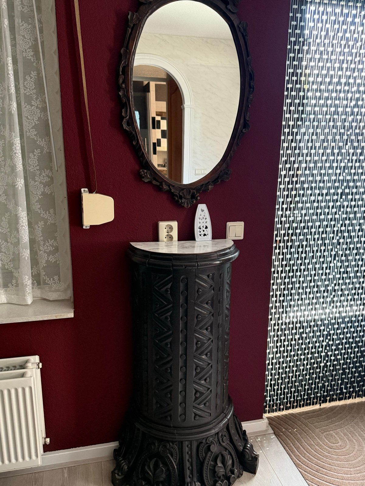 Antieke spiegel en sokkel, Ophalen, Ovaal, 50 tot 100 cm, 100 tot 150 cm