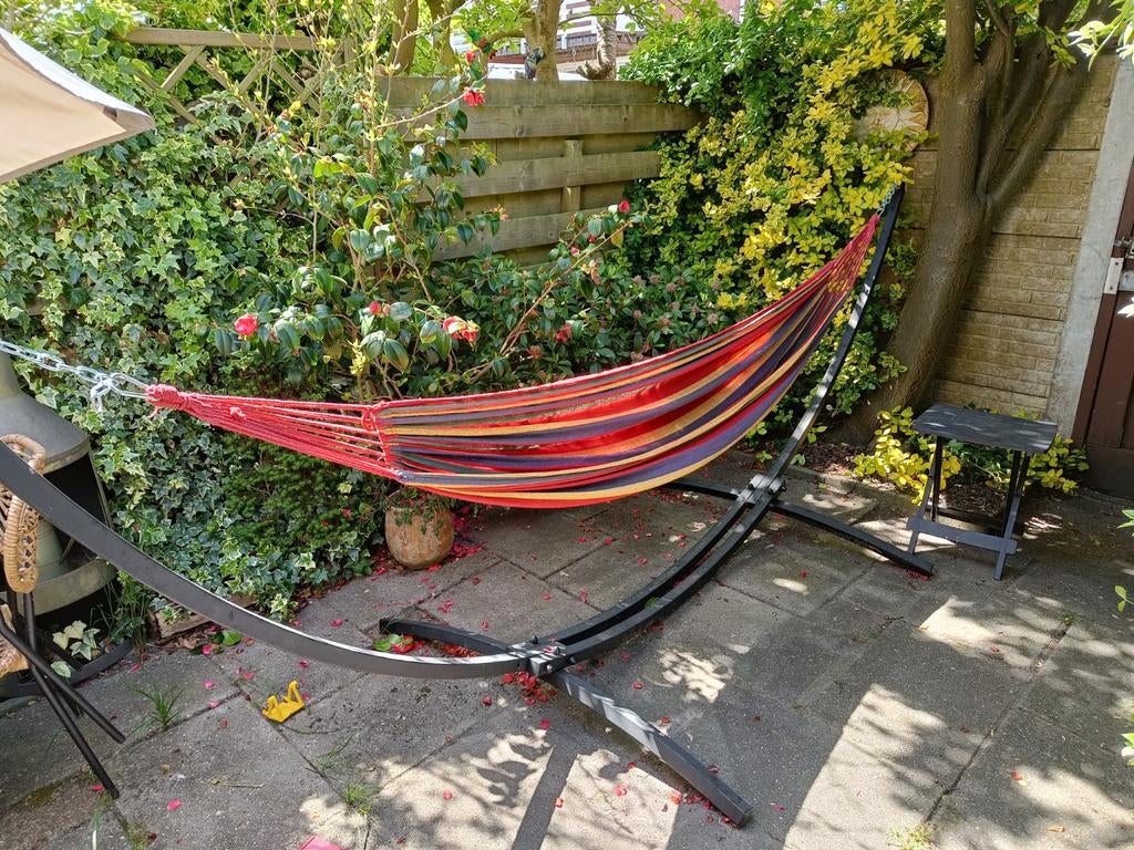 Hangmat met standaard, Tuin en Terras, Hangmatten, Ophalen, Zo goed als nieuw, Met standaard