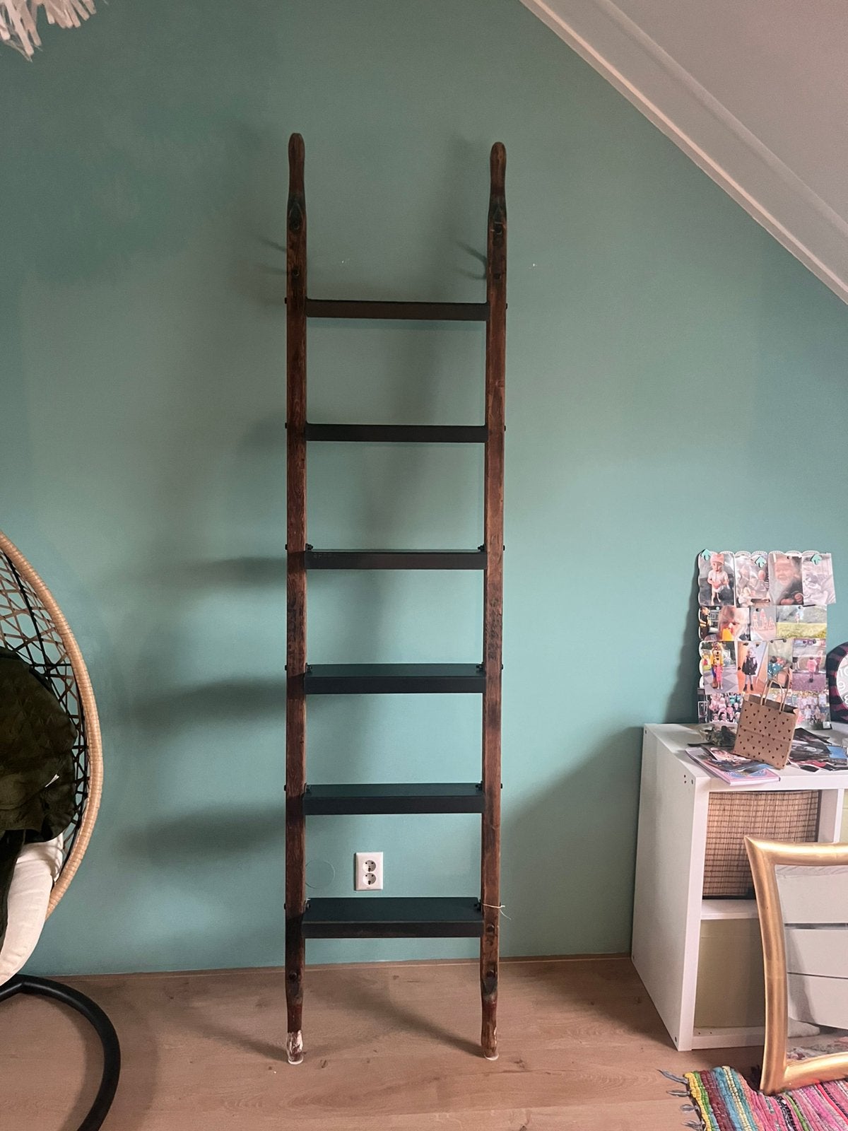 Wandrek/ladderrek met planken 235 x 55, Huis en Inrichting, Ophalen, Met verlichting, Industrieel, 235 cm